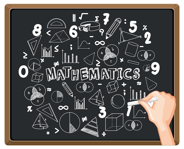 Main qui écrit la formule mathématique sur tableau noir