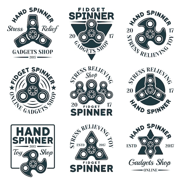 Main spinner shop ensemble d'emblèmes