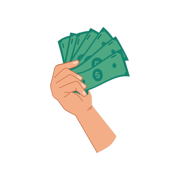 Main tenant des billets en dollars en espèces en papier-monnaie