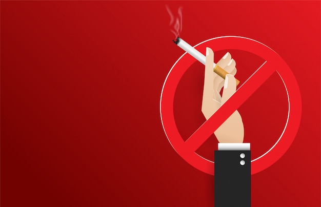 Main Tenant Une Cigarette. Vector Illustration Du Concept Jour Non Fumeur. Journée Sans Tabac