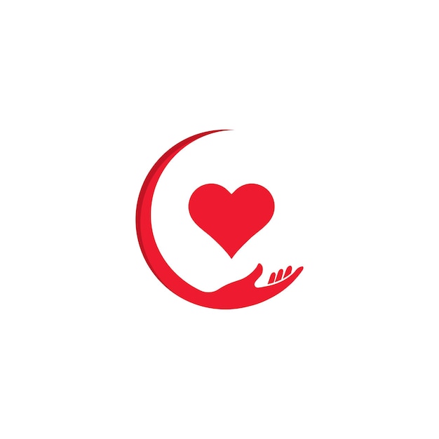 Main tenant coeur amour romance logo vector icon
