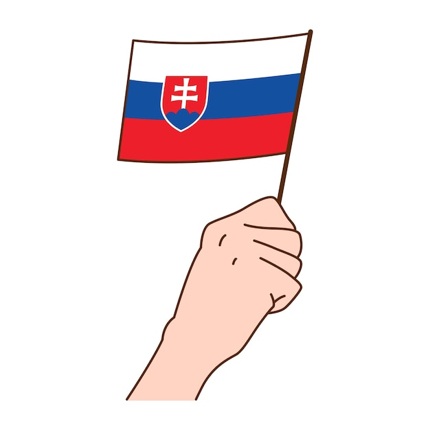 Vecteur main tenant illustration drapeau national slovaquie style dessiné main illustration vectorielle