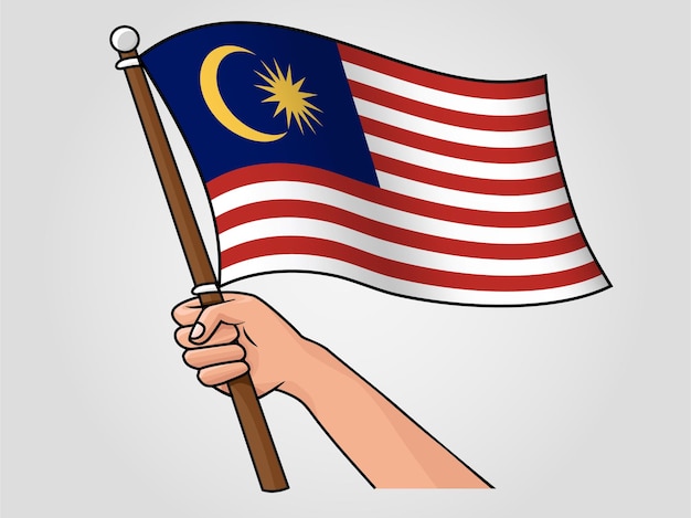 Main Tenant Malaisie Drapeau National Illustration Vectorielle