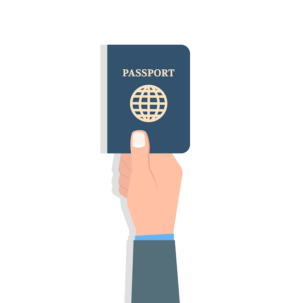 Main Tenant Le Passeport. Voyage Et Tourisme Et Concept D'identification Personnelle. Illustration Vectorielle.