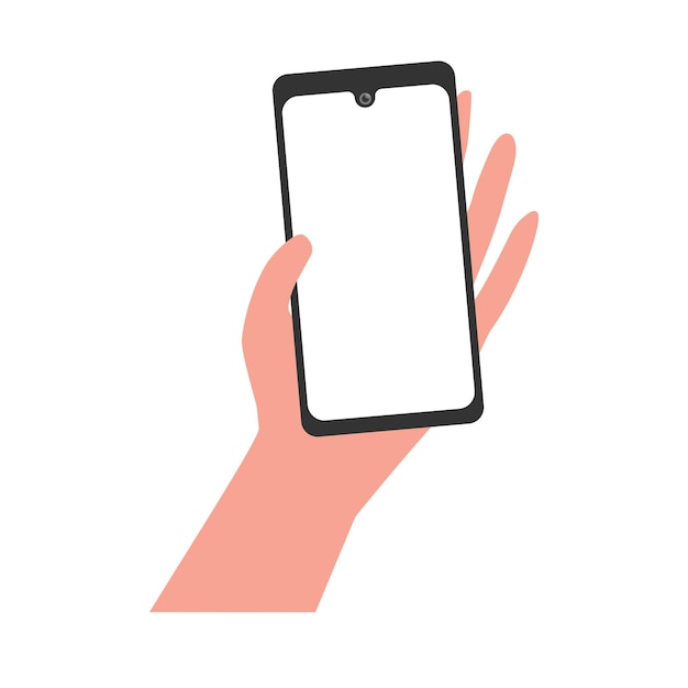 La main tenant un téléphone sur un fond transparent
