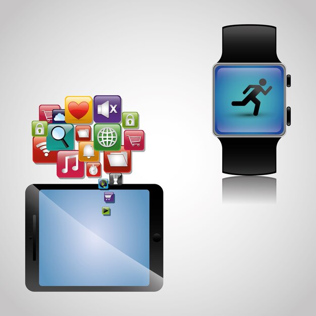 Main Tenir Smartphone Montre Intelligente Portable Partage Communication