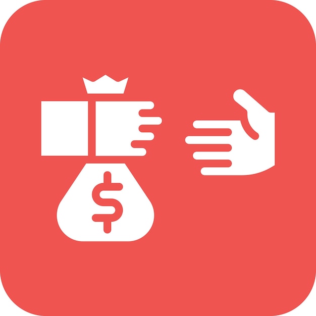 Vecteur une main tient un sac d'argent et un symbole d'une main donnant un dollar