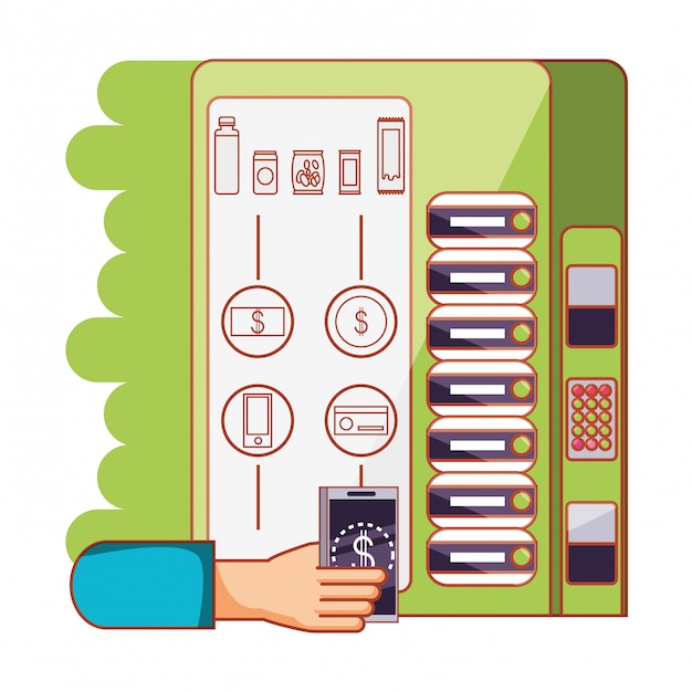 Vecteur main utilisant un distributeur machine électronique