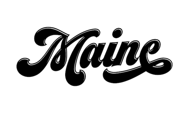 Maine Conception De Lettres à La Main Calligraphie Vectorielle Maine Texte Vectoriel Conception De Typographie à La Mode