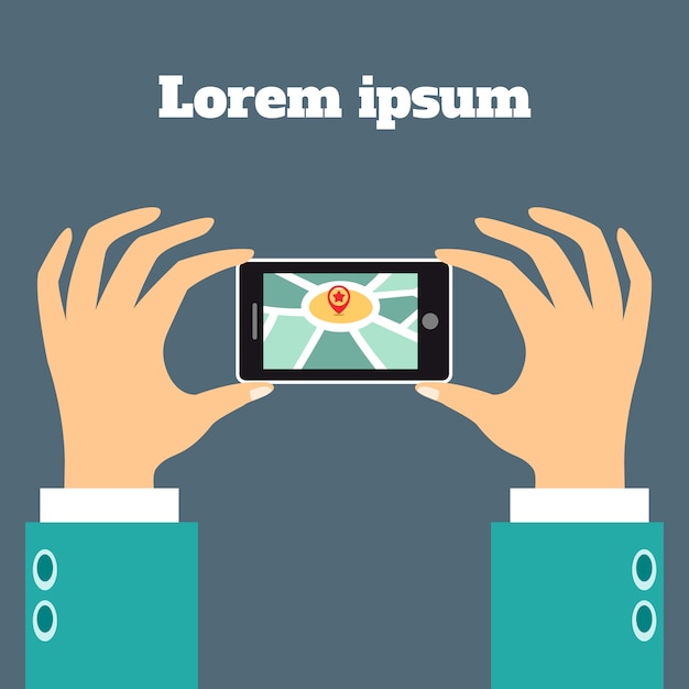 Mains avec affiche smartphone