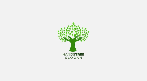 mains, arbre, logo, icône, conception, illustration