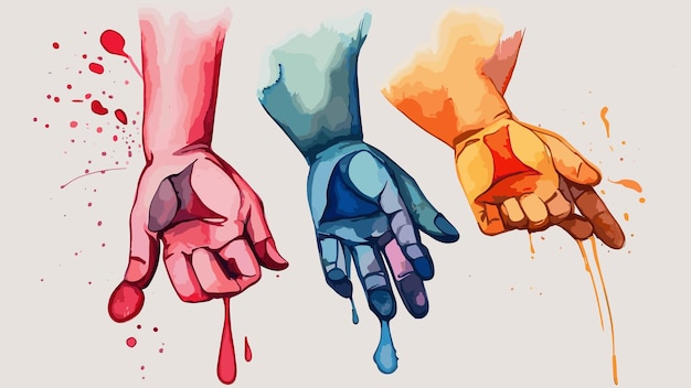 Les Mains De L'artiste Avec L'aquarelle