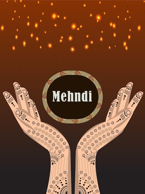 Vecteur mains au henné affiche bannière couverture conception d'arrière-plan, mains mehndi couverture modèle de conception mains vectorielles