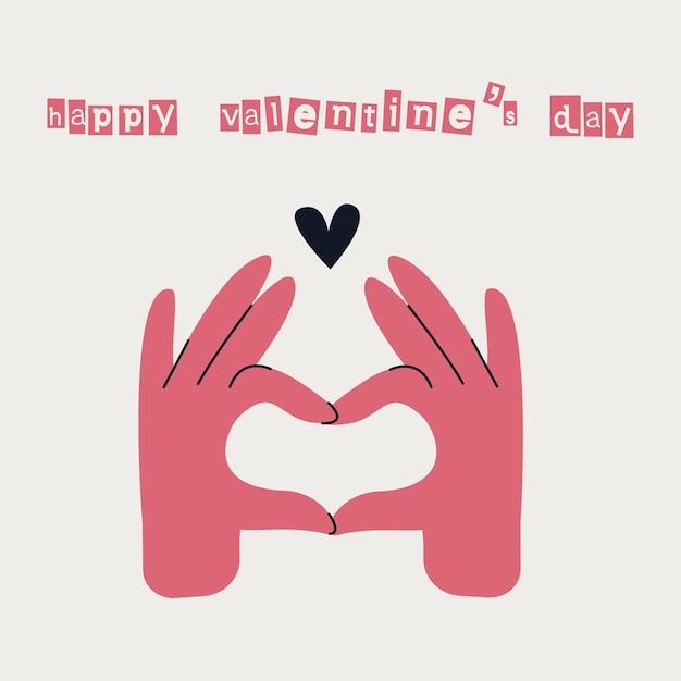 Vecteur mains de coeur pour la composition vectorielle de la saint-valentin pour les cartes postales d'amour du 14 février