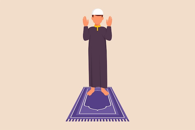 Vecteur mains faisant le concept de mouvement de prière takbiratul ikhram illustrations vectorielles plates isolées