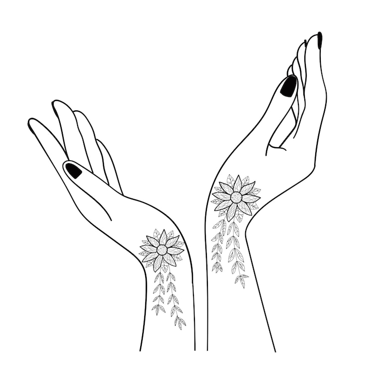 Vecteur mains de femme amour tatouage