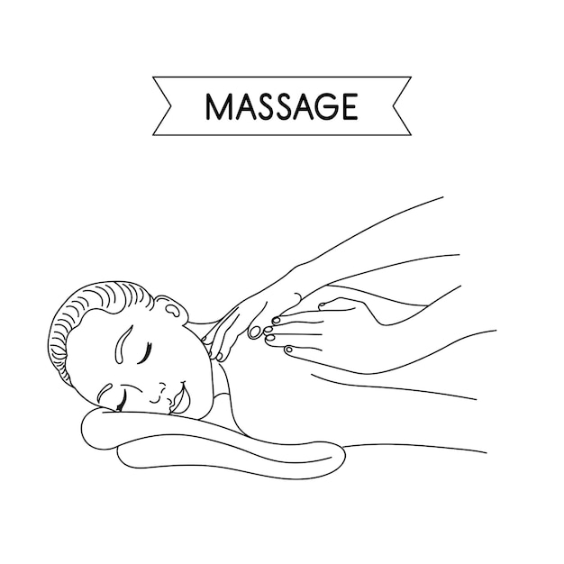 Vecteur les mains de femme de massage font un massage thérapeutique pour un style de ligne de fille