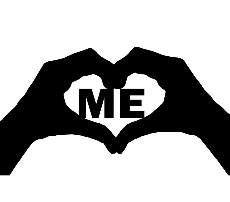 Vecteur les mains de l'homme me tiennent le mot, montrant qu'il aime cela comme symbole du coeur silhouette vectorielle