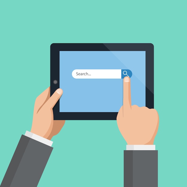 Mains d&#39;homme et tablette (PC)