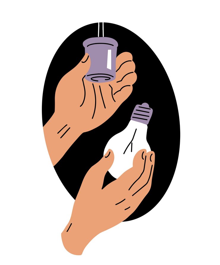 Vecteur les mains d'un homme tournent une ampoule dans le plafond.