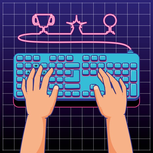 Mains De Joueur Jouant Avec Ordinateur Clavier