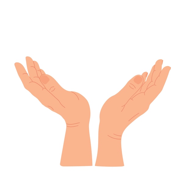 Mains ouvertes regardant vers le haut pour prier ou demander Paume mains levées Geste avec les deux mains jointes