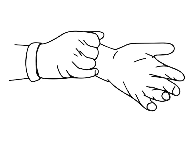 Les Mains Portent Des Gants En Caoutchouc Illustration Vectorielle Dans Le Style De L'art Linéaire