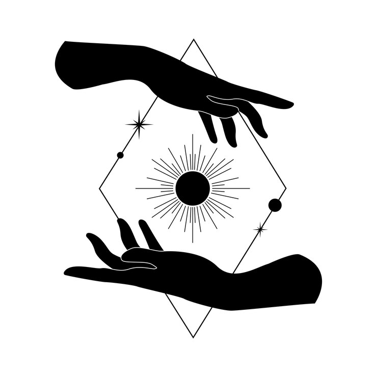 Vecteur mains avec soleil