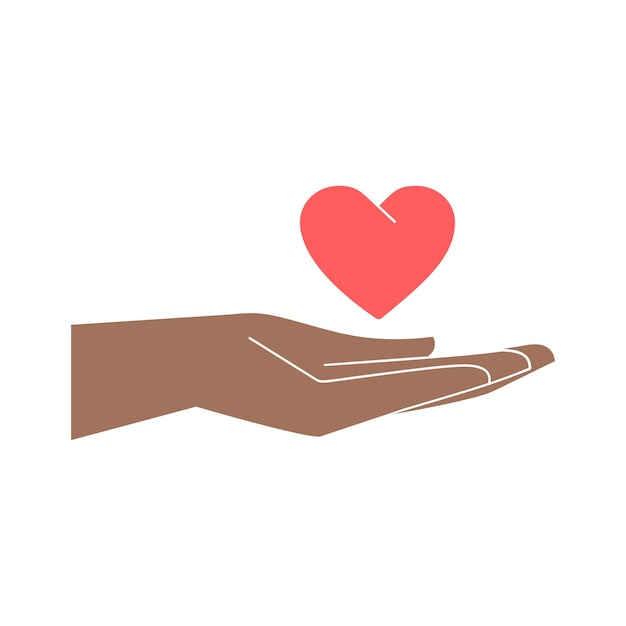 Mains tenant un coeur symbole de paix aide à la coopération ou à la charité et au bénévolat