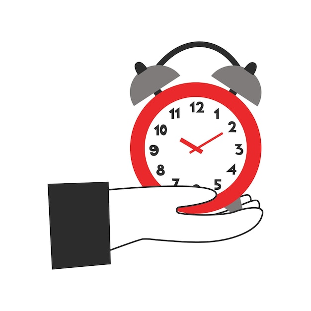Mains tenant un réveil sur la paume Concept de gestion du temps, date limite