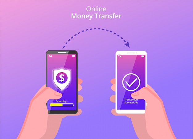 Mains Tenant Le Smartphone Pour Transférer De L'argent En Ligne.