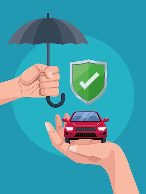 Mains avec voiture et parapluie