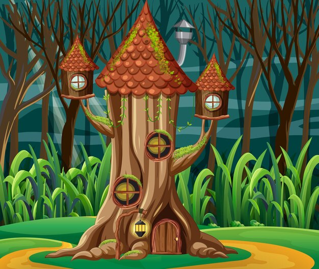 Maison D'arbre D'imagination Dans La Forêt