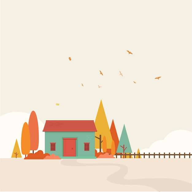 Maison automne paysage Belle illustration de fond