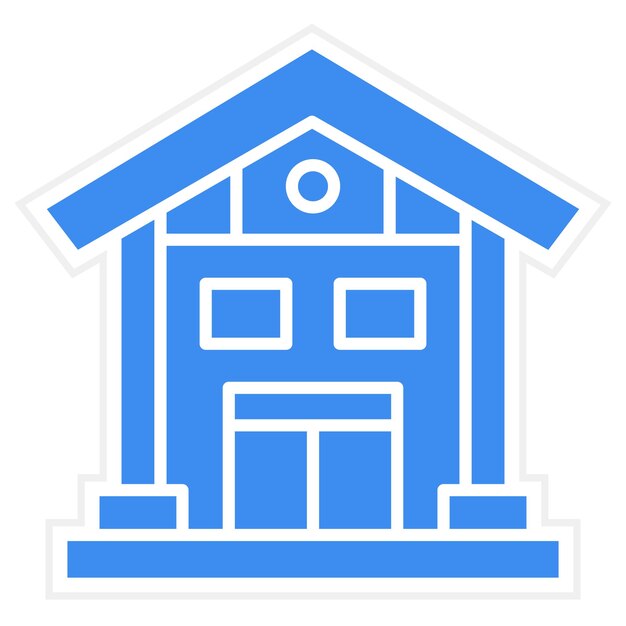 Vecteur une maison bleue avec un toit bleu et un symbole pour le numéro 8 dessus