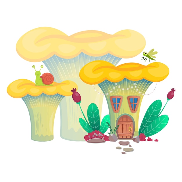 Maison Champignon Illustration Vectorielle.