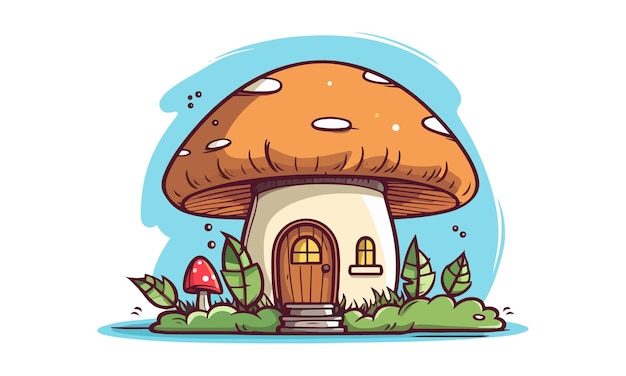 maison de champignons libres de vecteurs