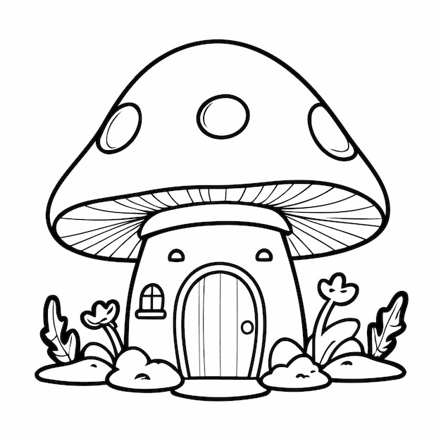 Vecteur une maison de champignons mignonne pour les tout-petits