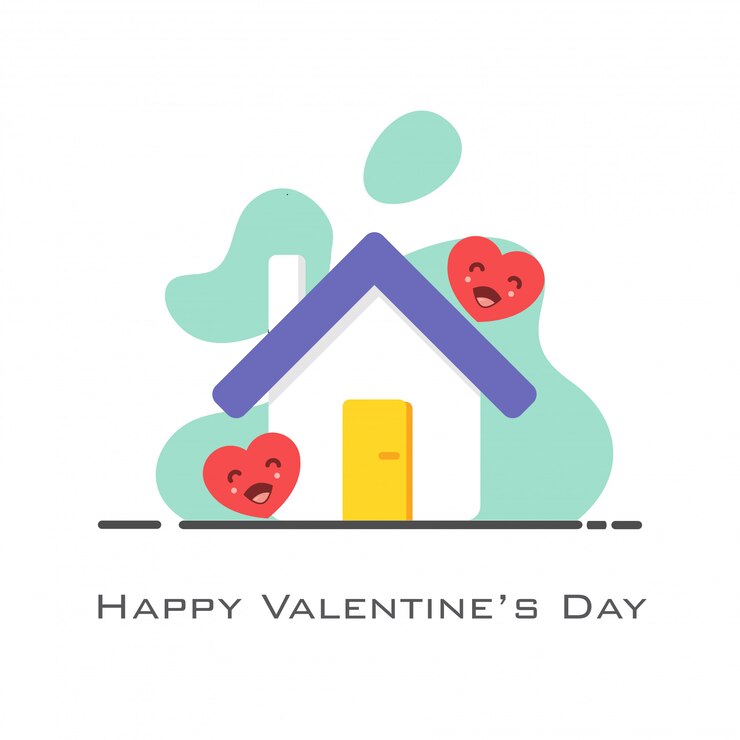 Vecteur maison avec des coeurs dans un style plat pour la saint-valentin