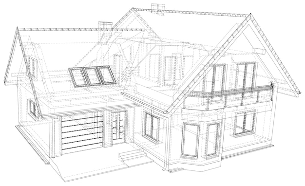 Maison de croquis de vecteur sur le vecteur eps fond blanc créé de d
