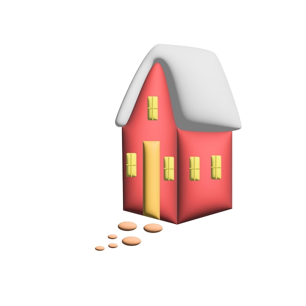 Une maison enneigée illustration graphique 3D de Noël