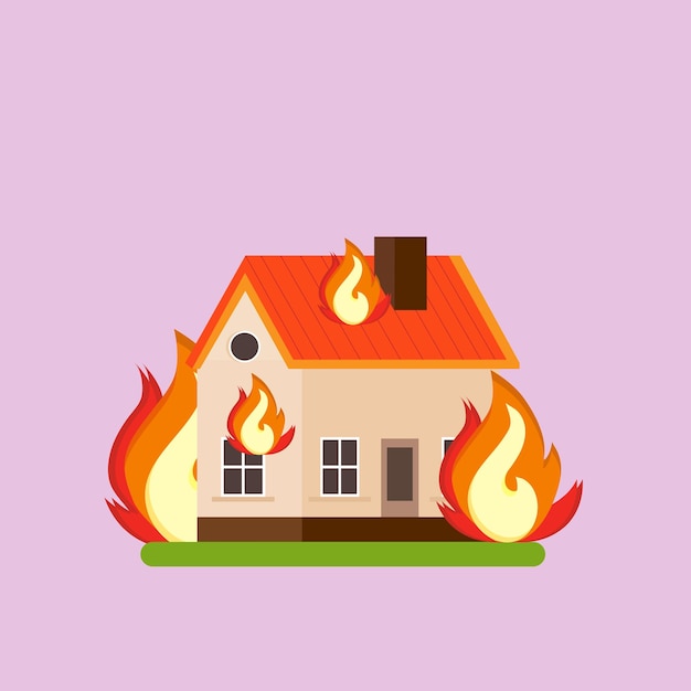 Vecteur la maison est en feu le thème de la sécurité incendie