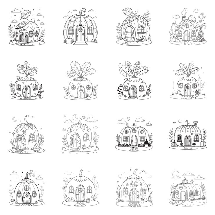 La maison de fantaisie des enfants, les pages de coloriage des livres, les jolies maisons de dessins animés