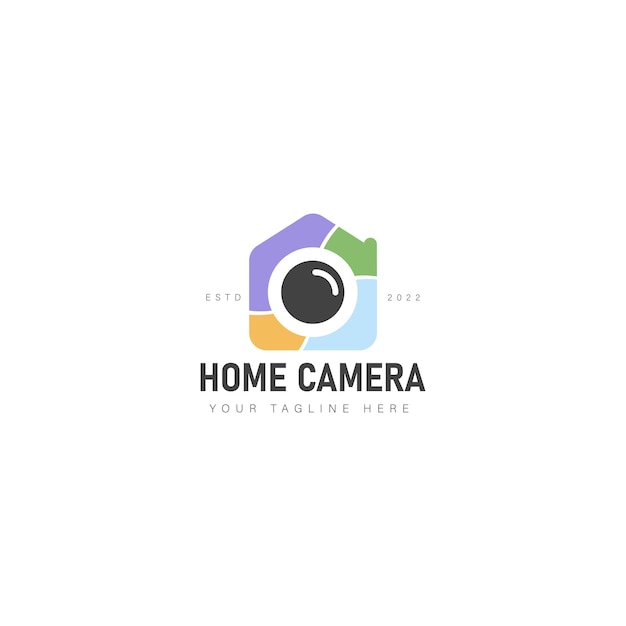 Maison avec icône d'illustration de conception de logo de caméra
