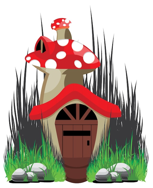 Vecteur maison d'illustration de champignon