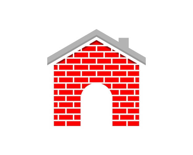 Maison Avec Illustration De Logo Vectoriel Brique Rouge