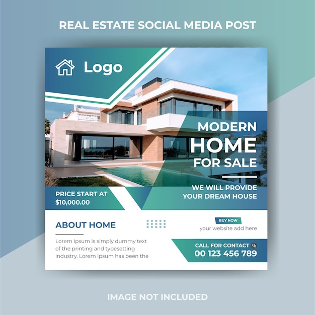 Maison immobilière créative à vendre modèle carré de publication ou de flyer Instagram