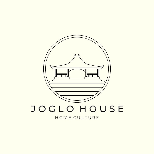 Vecteur maison joglo avec illustration vectorielle de conception de modèle d'icône de logo de style linéaire et emblème