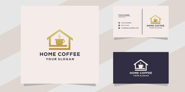 Vecteur maison avec logo de café et modèle de carte de visite