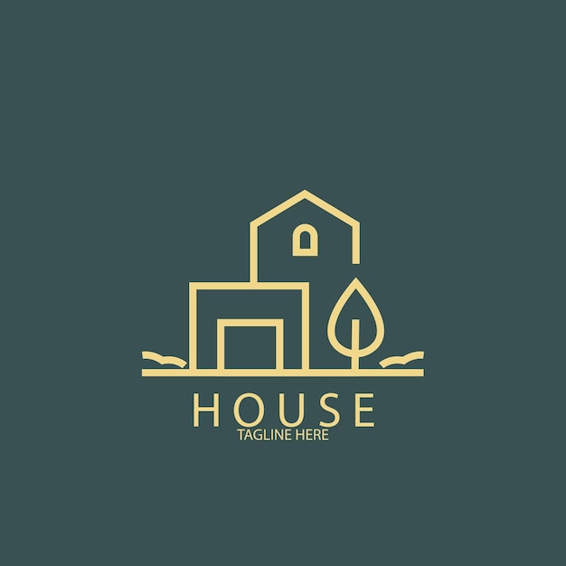 Vecteur maison luxe ligne art logo icône vector illustration modèle